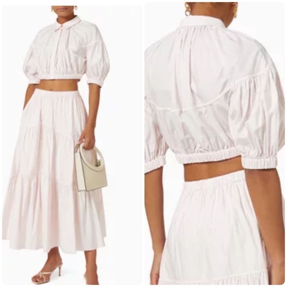 ACLER Marquis Cotton Collar Crop Top Shell Pink